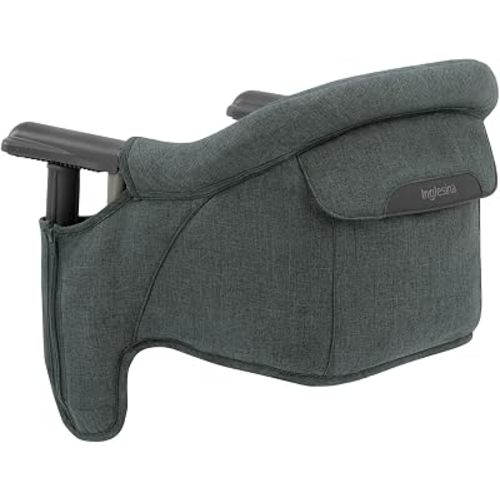 Inglesina Fast Table Chair, Charcoal Gray Melange - Portable Baby High Chair - for Babies & Toddlers up to 37 lbs - Fits Tables 0.8'' to 3.5'' Thick - Compact & Easy to Use - Travel Bag Included