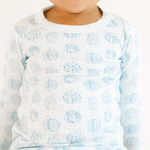 Precious Pumpkins Long Pajamas - Light Blue