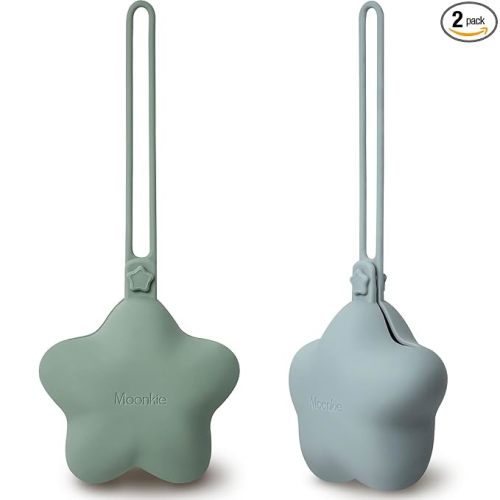 Moonkie Silicone Pacifier Holder Case, Cute Portable Pacifier Storage Case, 2 Pack
