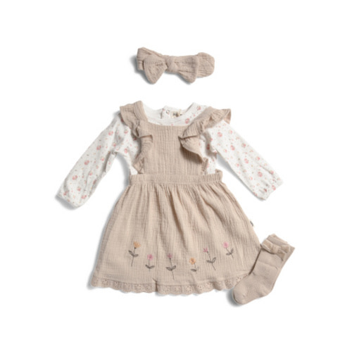 Newborn Girls 4pc Bodysuit And Dress Set With Socks And Headband | Girls' Dresses | T.J.Maxx
