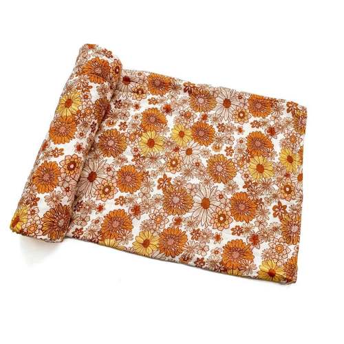 Boho Daisy Floral Muslin Swaddle Blanket