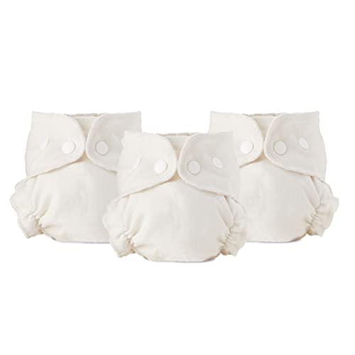 Esembly Cloth Diaper Inner - Organic Cotton Fitted Diaper- Soft, Ultra-Absorbant, Trim-Fitting Layer to Pair with Waterproof Outer for Blowout-Proof Diapering - 3-Pack, Size 2 (18-35lbs)