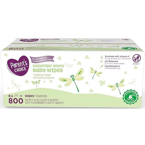Parent's Choice Refreshing Cucumber Scent Baby Wipes 800 Quilted Sheets