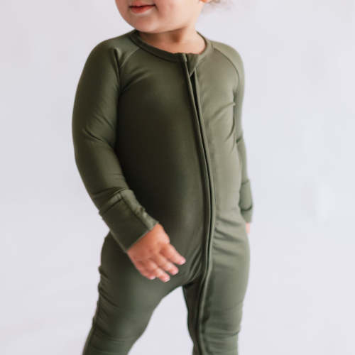 Infant Romper in Olive