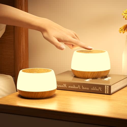 Bonsery Night Light for Baby Nursery Set of 2, USB Rechargeable Bedside Lamp Stepless Dimmable, 3 Modes & 9 Colors Changing, Portable Touch Light for Adults with Timing & Memory