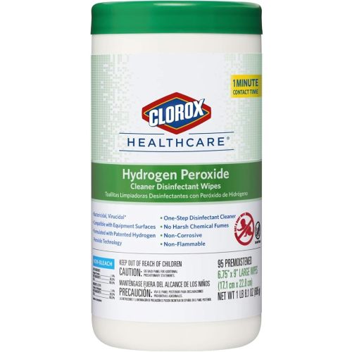 Clorox Healthcare Hydrogen Peroxide Cleaner Disinfectant Wipes, 6.75" x 9", 95 Count (Package May Vary)