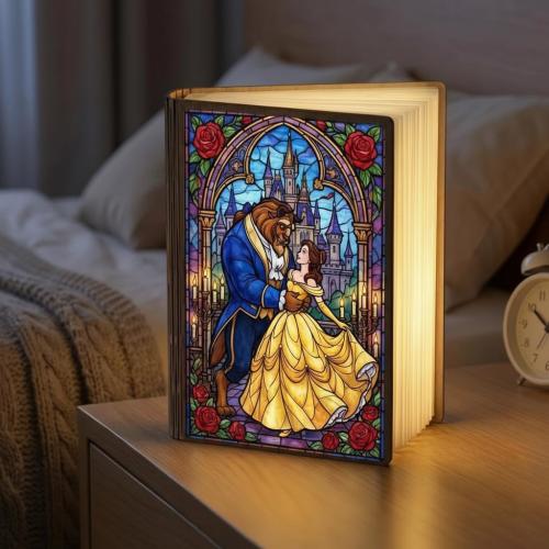 Beauty And The Beast Book Lamp, Belle And Beast Dancing Scene, LED Foldable Book Light, Romantic Fairytale Night Light