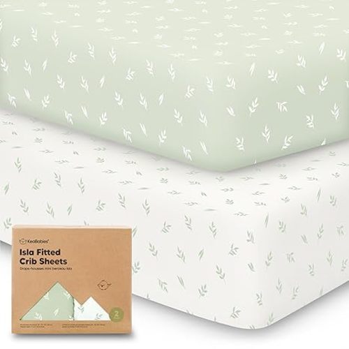 KeaBabies 2-Pack Baby Crib Sheets for Boys, Girls - 52x28 Viscose Derived from Bamboo Toddler Bed Sheets Neutral, Fitted Crib Mattress Cover for Standard Baby Bedding, Soft & Cozy (Herb)