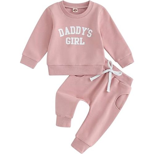 Engofs Toddler Newborn Baby Girl Fall Winter Outfits Long Sleeve Sweatshirt Tops Pants Headband 3Pcs Clothes Set