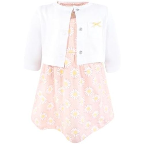 Hudson Baby Infant and Toddler Girls Cotton Dress and Cardigan Set