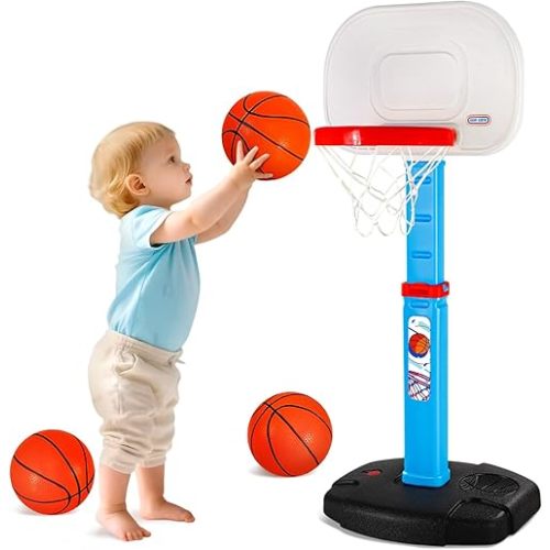 AOKESI Toddler Basketball Hoop Indoor for Age 1-3, Adjustable Mini Basketball Hoop, Kids Basketball Goal Outdoor Sport Poolside Game Birthday Christmas Toys Gifts for Baby Boys Girls 2 3 4 5