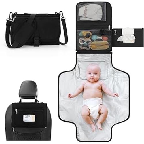 Accmor Portable Diaper Changing Pad, Waterproof Travel Baby Changing Mat, Newborn Essentials Baby Shower Gifts, Black