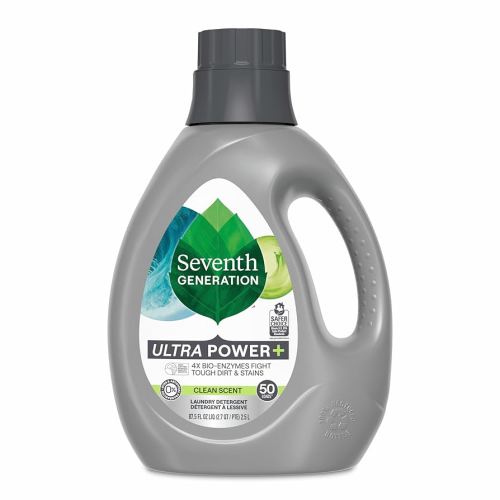 Seventh Generation Liquid Laundry Detergent, Clean Scent, 50 Loads, Power+ Fights Stains & 6X Cleaning Agents, 87.5 Fl Oz