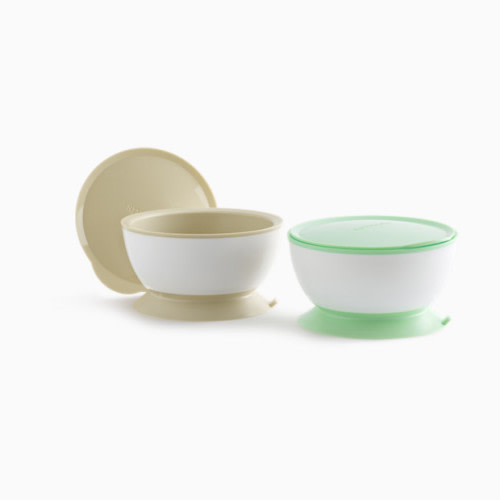 Suction Bowl with Lid (2 Pack) - Green/Sand
