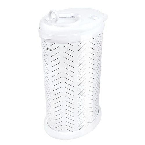 Ubbi Stainless Steel Diaper Pail, Odor Locking, No Special Bag Required, Award-Winning, Registry Must-Have, Herringbone