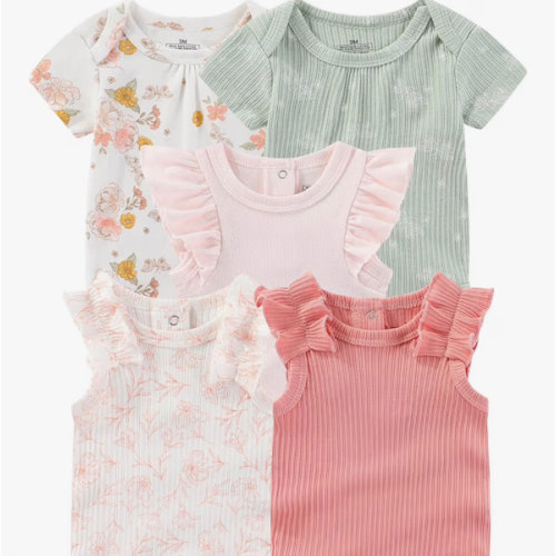 Baby Bodysuits Ribbed Mix Summer Newborn Boy Girl Clothes 5-pack