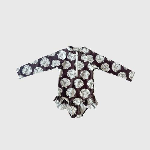 Girl's Long Sleeve Swimsuit | Seashells