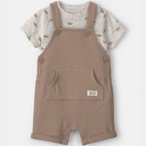 Baby Boy 2-Piece Football Shortall Set - Brown/Grey | Carter’s Oshkosh Canada