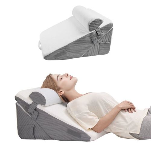 Bed Wedge Pillow for Sleeping, 3 Pcs Adjustable Orthopedic Bed Wedge Set, with Jacquard Washable Cover & Foam Support