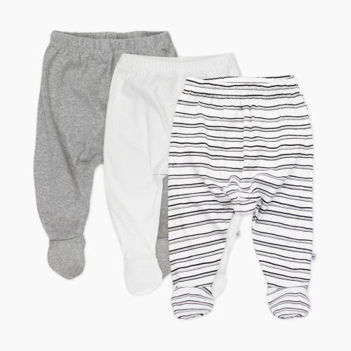 Honest Baby Clothing 3-Pack Organic Cotton Footed Harem Pants - Sketchy Stripe, 0-3 M