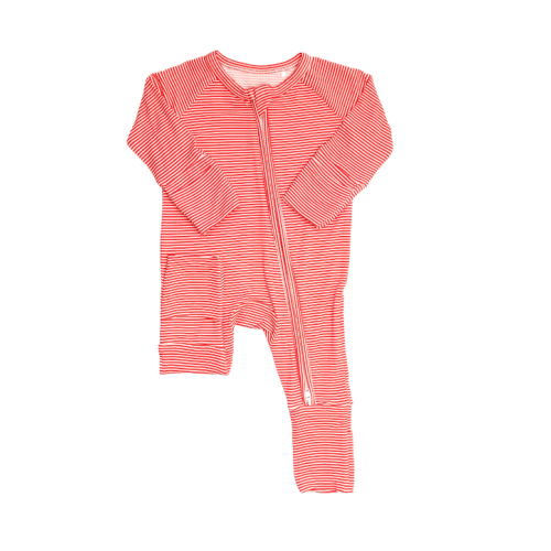 Mini Stripe Sleep Romper - Red (6-12m)
