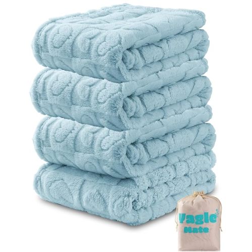 4 Pcs Baby Blankets for Boys Soft Toddler Small Blanket for Daycare, Fleece Kid Mini Blanket for Crib Baby Shower, 30 X 40, Blue Green White Grey