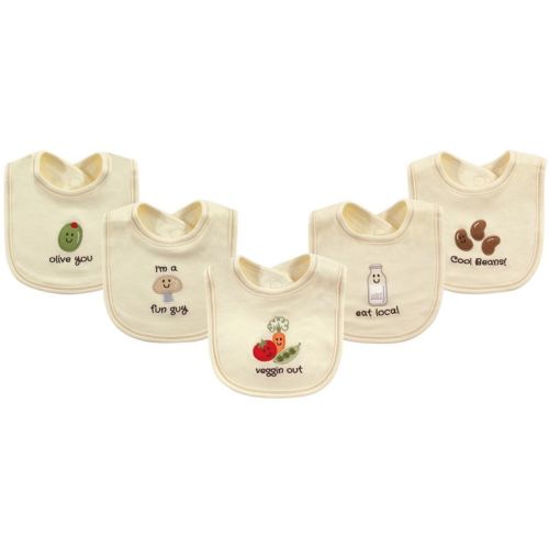 Touched by Nature Baby Organic Cotton Bibs 5pk, Veggies, One Size