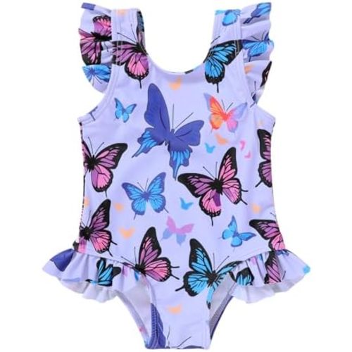 YOUNGER TREE Toddler Baby Girls Swimsuit Infant One Piece Bathing Suits Cute Dinosaur Beach Wear Sunsuit Ruffle Swimwear