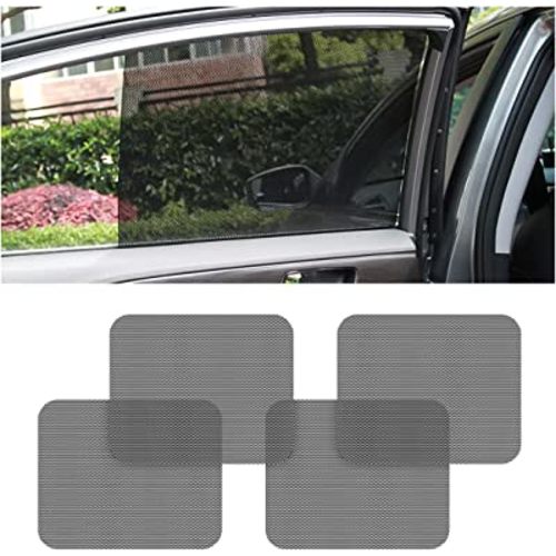 Car Side Window Sunshade, 4 PCS Static Cling Films Stickers Sun Shade UV Rays Privacy Protector, Reuseable Washable Sun Shade for Most Cars, Vhicles, SUV