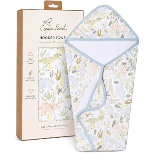 Copper Pearl Hooded Bath Towels Premium Knit/Terry Cloth Baby Towels with Hood, Pockets, and Cool Designs - Great to Gift and Make Bath Time Fun - Baby Bath Towel, Rex