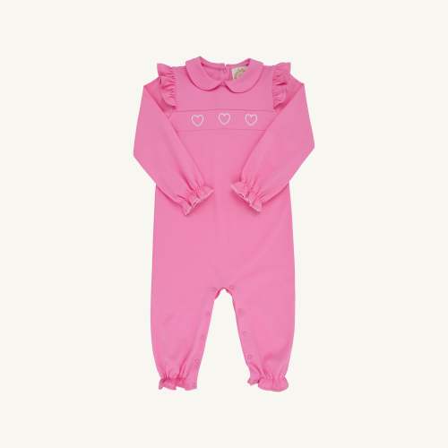 Biltmore Romper - Winter Park Pink with Heart Embroidery