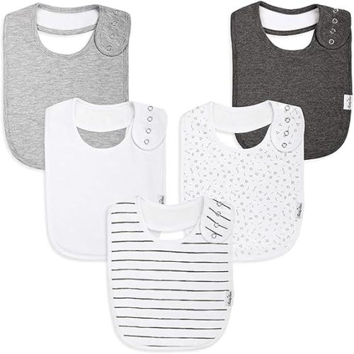 KiddyStar Drool Bibs for Babies – Organic, Unisex, Soft Absorbent Teething Bibs with Adjustable Snaps