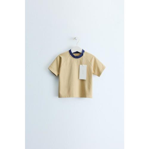 ZARA TIMELESS - CONTRAST COLLAR T-SHIRT - Khaki | ZARA United States