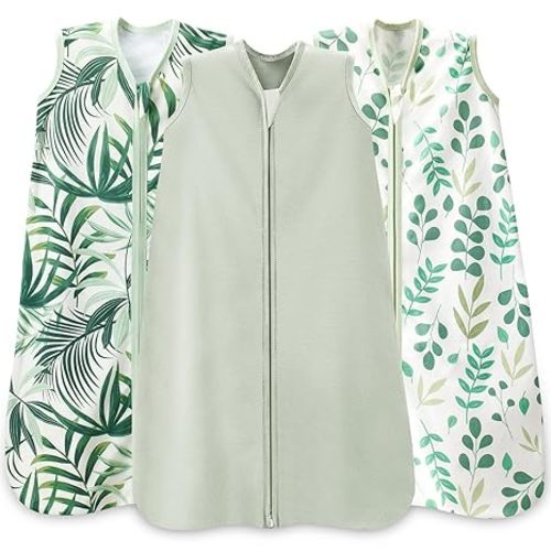 Wrrernsin Baby Sleep Sack 6-12 Months,100% Cotton TOG 0.5 Wearable Blanket for Boys and Girls, 3 Pack 2-Way Zipper Lightweight Sleeping Bags for Toddler Newborn Infant