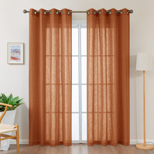 Latitude Run® Vollmar Linen Blended Grommet Semi-Sheer Curtain Pair | Wayfair
