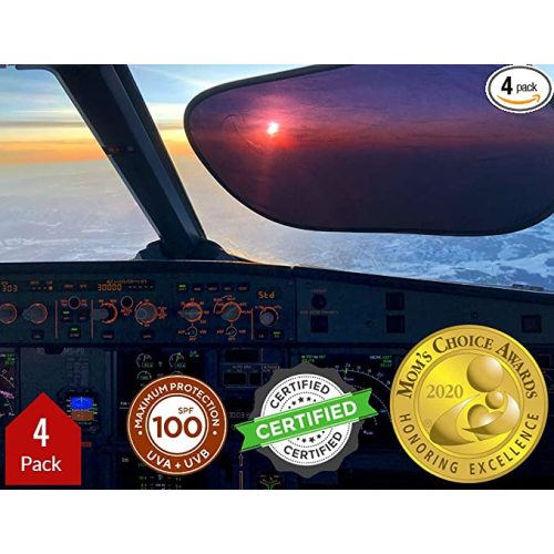 Car Window Shades - Certified 99.79% UVA & 99.95% UVB Sun Protection. Award Winning car Sun Shade for Side Windows. 4 Pack Semi Transparent 20" x 12" - Car Accessories Interior by Kinder Fluff