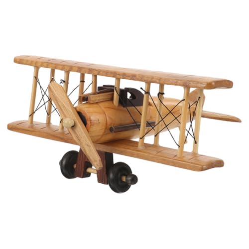 MAGICLULU Wooden Airplane Model Small Vintage Plane 3D Propeller Airplane Wood Aircraft Retro Figurines for Plane Desktop Ornament 7.86 x 7.86 x 3.93Inch Random Color