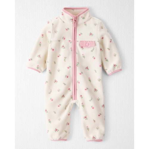 Baby Girl Recycled Microfleece Jumpsuit in Radiant Rose Print - Newborn
