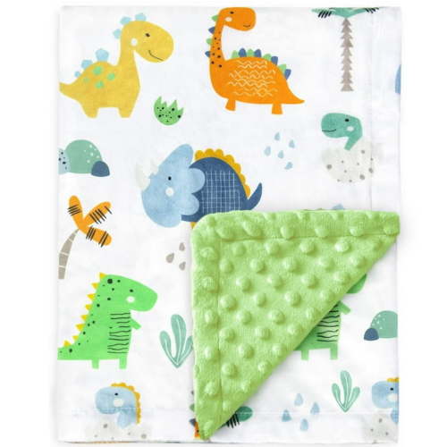 Baby Blanket for Boys Girls Super Soft Minky Blanket with Dotted Backing, Toddler Blanket with Dinosaurs Multicolor Printed 30 x 40 Inch(75x100cm)