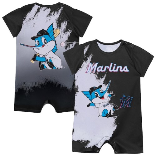 Newborn Miami Marlins  Outerstuff Black Baby Mascot Bodysuit
