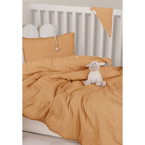 Organic Muslin Toddler Duvet Cover Set, Ikea Baby Cot Bed Size, Cotton Baby Bedding Set, Wide Crib Duvet Cover, Handmade Crochet Edge