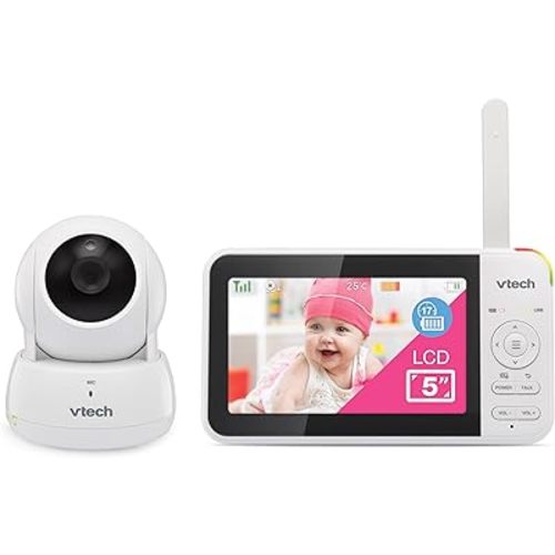 VTech VM924 Video Baby Monitor with Camera, Pan&Tilt, Baby Monitor with 5" LCD Screen,Up to 17 Hrs Battery Life,1.33x Zoom,Night Vision,300m Long Range,Soothing Sounds,2-Way Talk,Secured Transmission