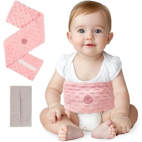 Comfheat Colic and Gas Relief for Newborns and Infants, Flaxseed Heated Tummy Wrap, Baby Swaddling Belt with Soothing Warmth, Natural Relief for Upset Stomach in Babies Toddlers, 0-3 Years (Pink)