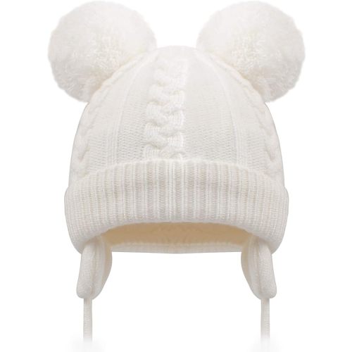 Duoyeree Toddler Winter Hat with Earflap Scarf Hood Thick Warm Kids Skull Cap for Baby Girls Boys