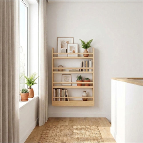 Ebern Designs Ultra Narrow Solid Wood Bookshelf 6-Tier, Space Saving Display Shelf for Door Back, Bedroom, Living Room, Hallway | Wayfair