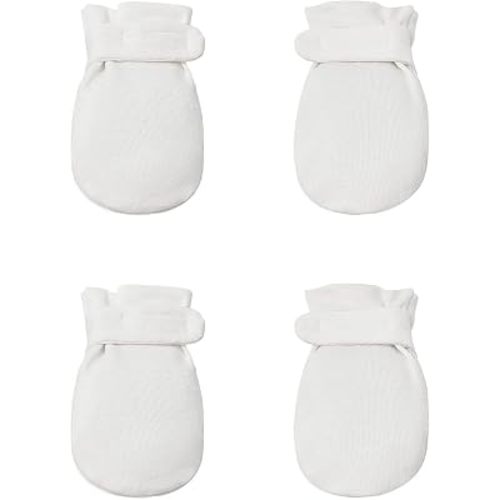 Newborn Baby No Scratch Mittens Stay On, 100% Cotton Breathable, Adjustable Infant Gloves for Baby Boys Girls Mittens