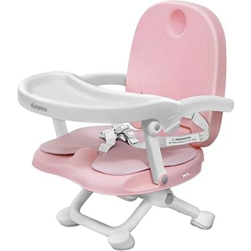 Baby Booster Seat for Dining Table with Removable Tray & Cushion, 3in1 Portable Toddler Booster Seat, 4 Height Adjustable Travel High Chair for Babies and Toddlers