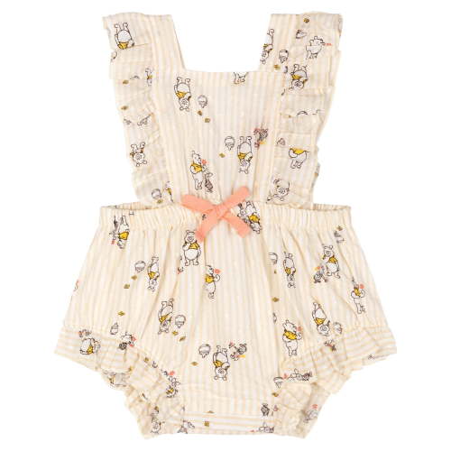 Disney Winnie the Pooh Piglet Square Neck Sleeveless Ruffle Romper Newborn to Infant