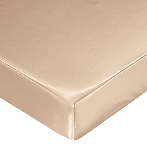 SiinvdaBZX Satin Mini Crib Sheets 38 x 24In, Silky Soft Mini Portable Crib Sheets Mattress Cover Portable Playard Sheets with 5In Deep Pocket, Great for Baby Hair (Beige)