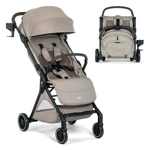 Britax Juniper+ Compact Stroller, Portable & Lightweight On-The-Go Stroller with Fastpack & One-Hand RapidFold, Infant Car Seat Compatible, Built-in Carry Strap, Ventilating Fabrics — Raven Black